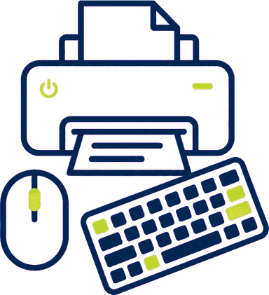 Impressora, mouse e teclado